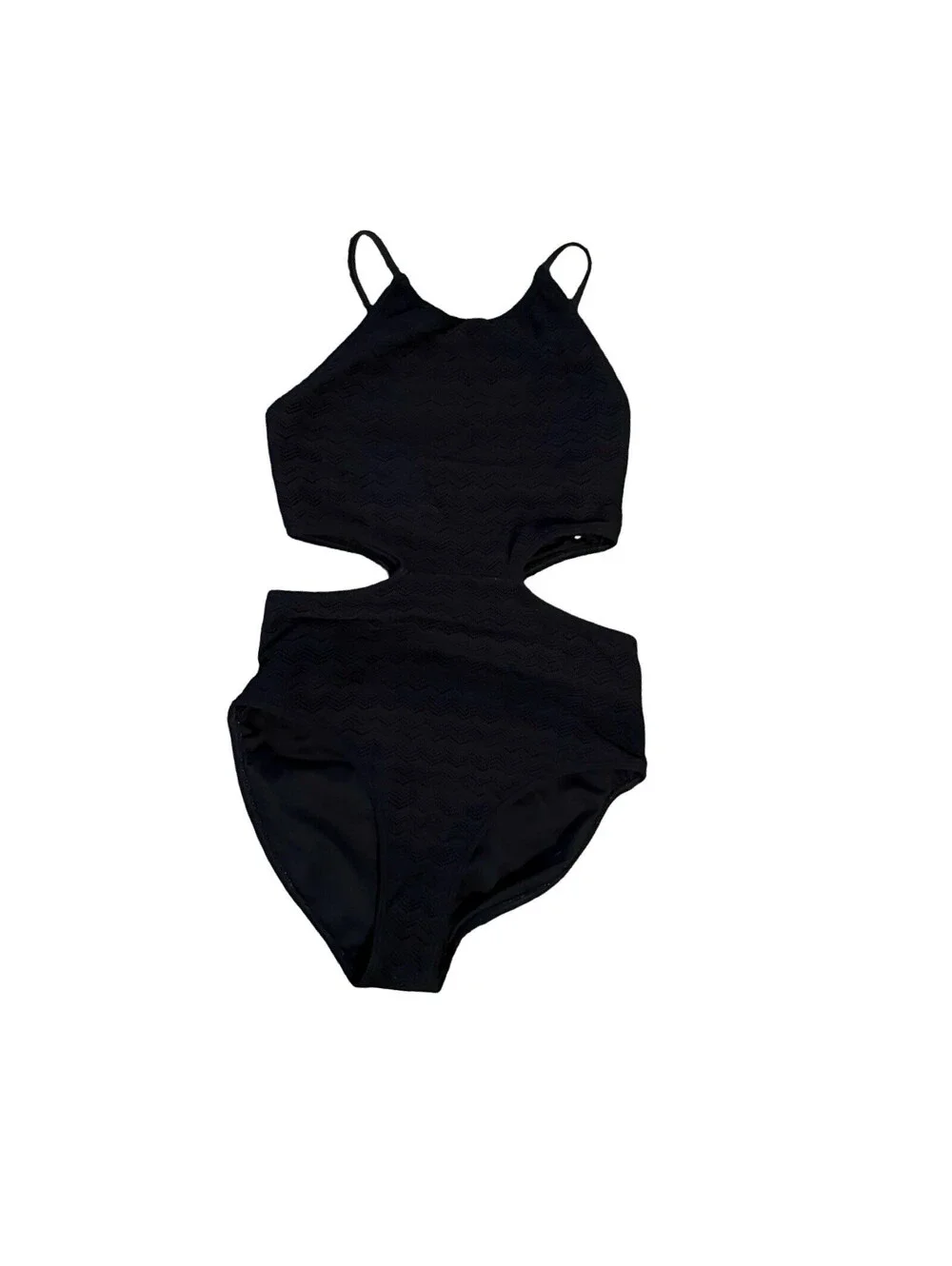 Abercrombie Kids High-Neck Cutout One-Piece Black Swimsuit Size 13/14